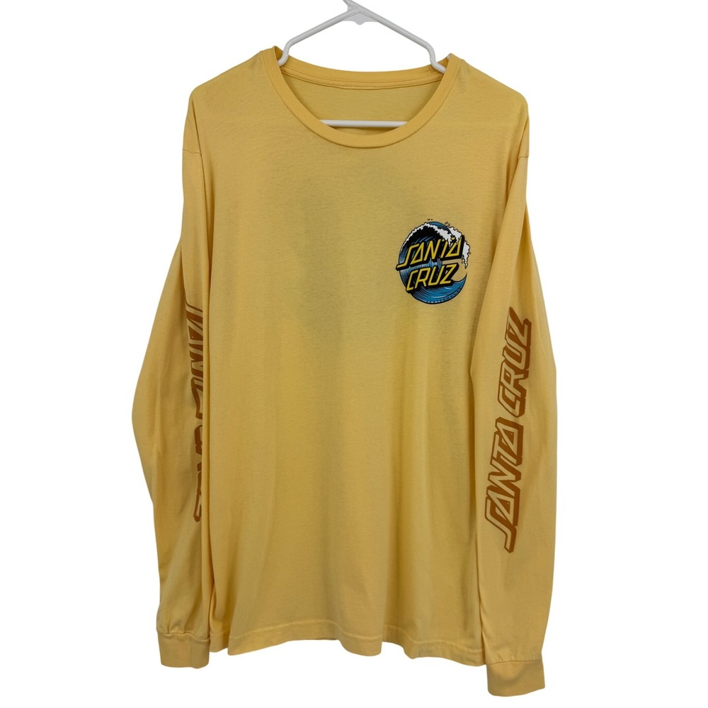 Santa Cruz Skateboards Mens Yellow Wave Dot‎ Logo Long Sleeve Graphic T-Shirt